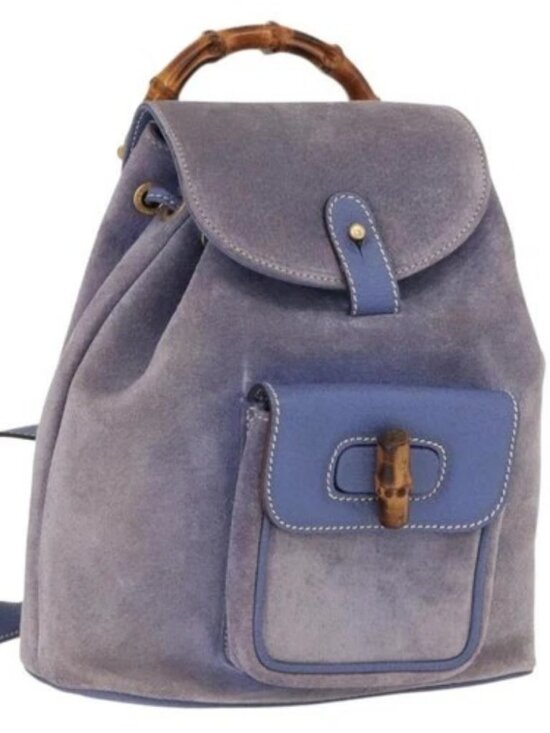 GUCCI Bamboo Backpack Suede Purple Gold 003 main image 15